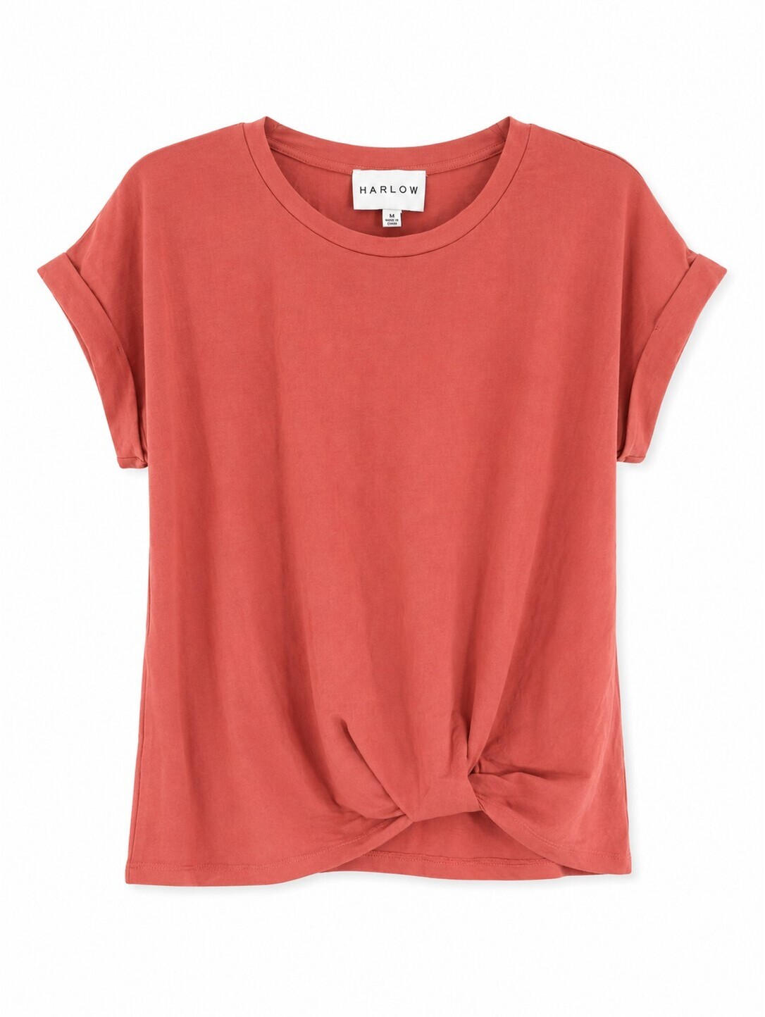 Harlow Coral Twist Front T-Shirt Women's Medium Short Sleeve Casual Tee